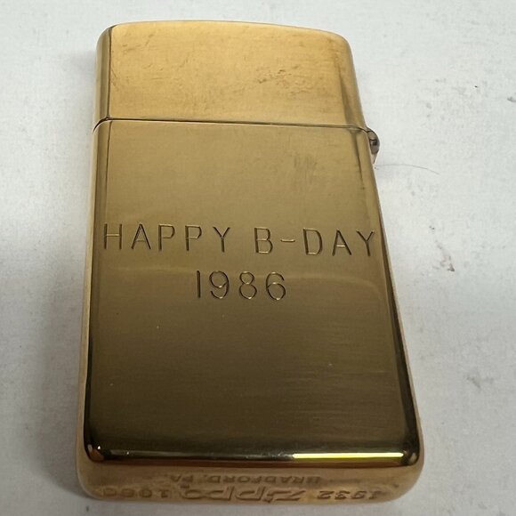 Zippo Vintage Brass Lighter Engraved "Allen (front) Happy Birthday 1986 (back) - Picture 4 of 4